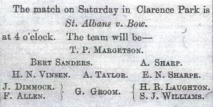 1896 10 03 St Albans v Bow line up CT