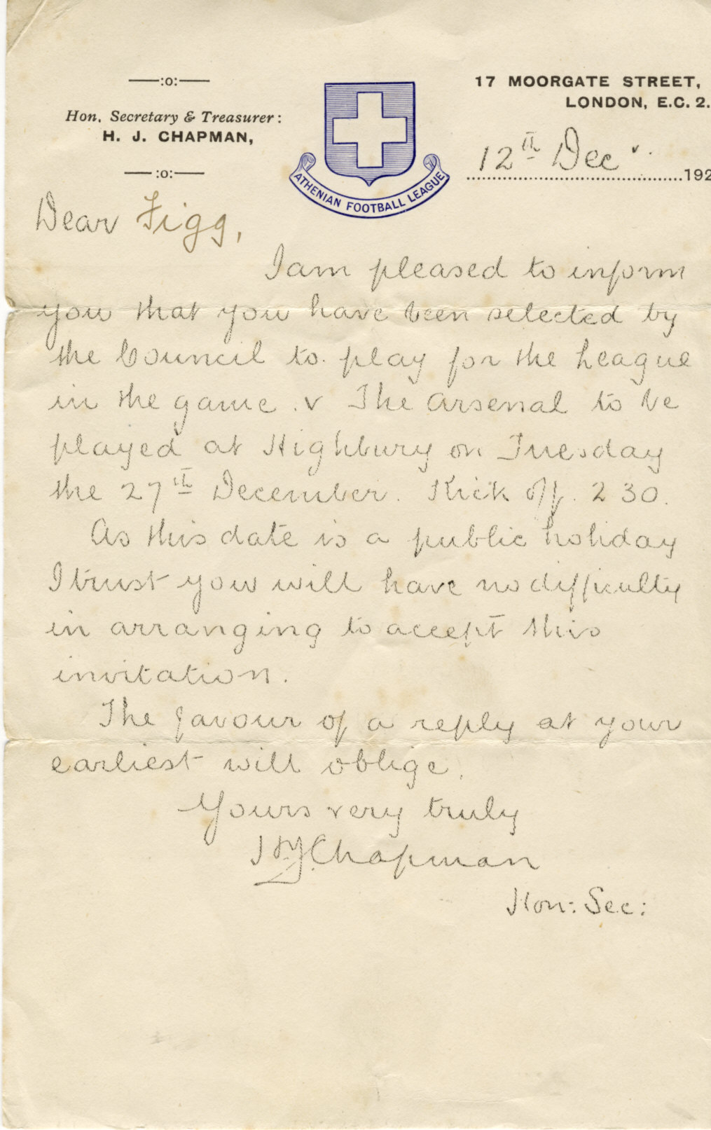 1921 22 Athenian Letter