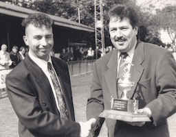 1991 92 Paul Hobson PoY with Bernard Tominey small