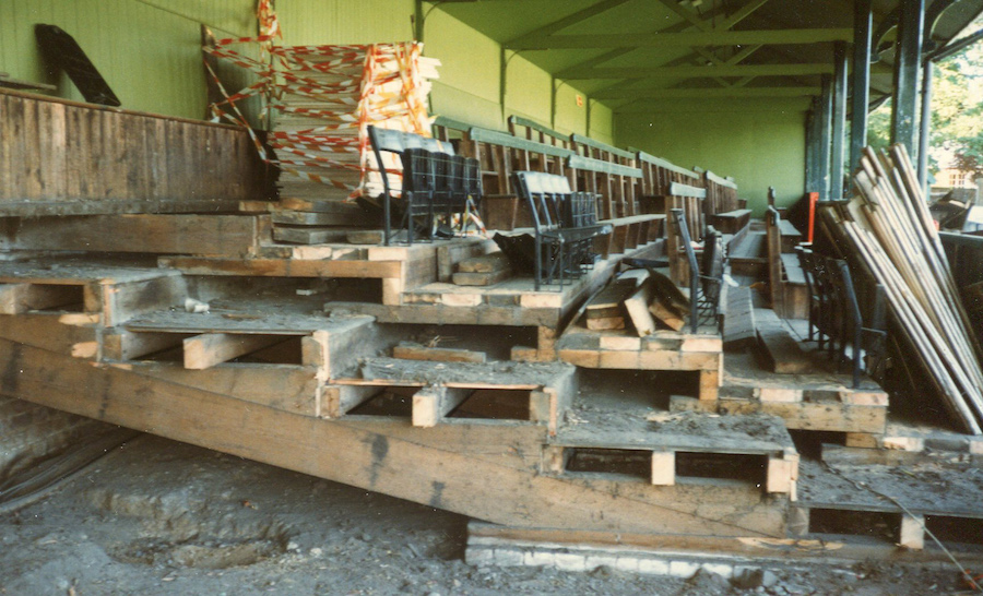 Benches ripped out of main stand 1996