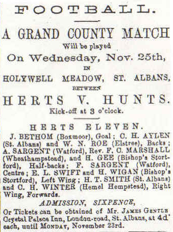 Herts v Hunts 1885