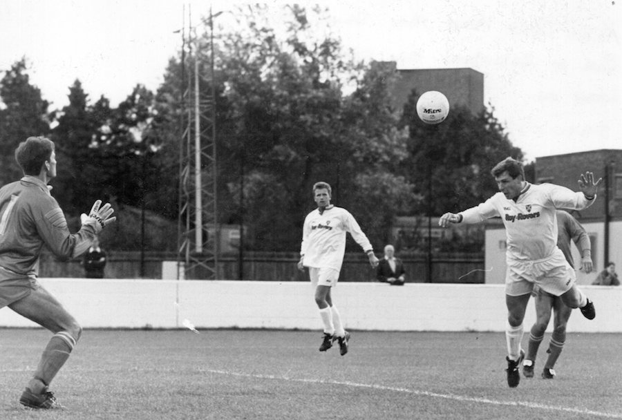 Kevin Mudd scores at Basingstoke Town 5 09 1992