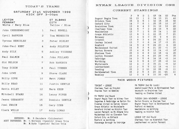 Leyton Pennant prog line ups