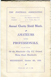 1926 Amateurs v Pros Maine Road 1small