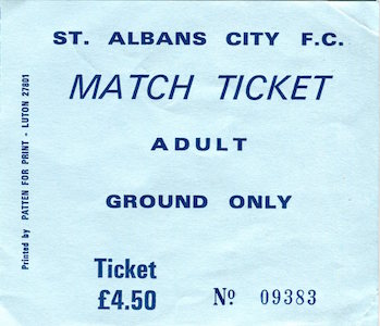 1995 96 matchday ticket small