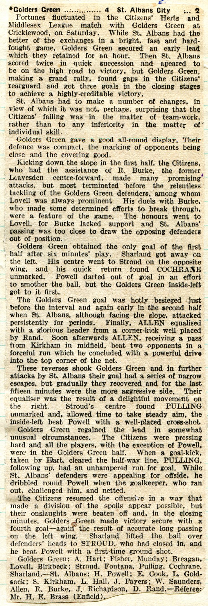 3 Golders Green 4 2 SAC 20 Sep 1941